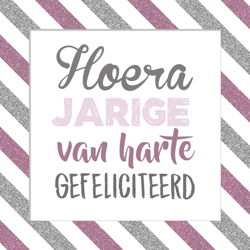 Verjaardagskaart streep pink - Verjaardagskaarten Verjaardagskaarten - Verjaardagskaart streep pink