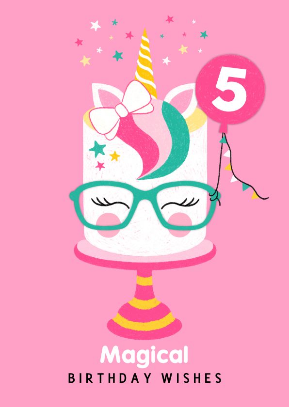 Verjaardagskaart taart unicorn roze - Verjaardagskaarten Verjaardagskaarten - Verjaardagskaart taart unicorn roze