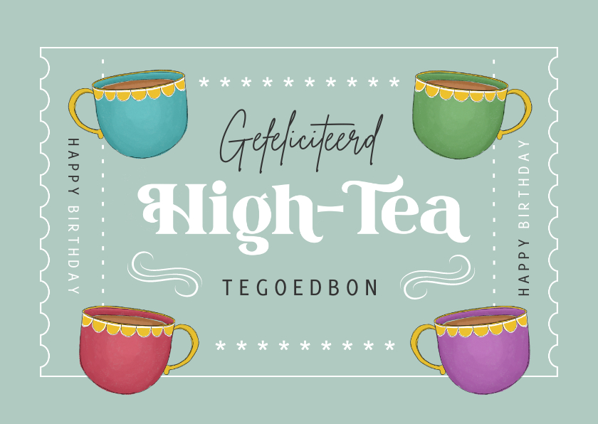 Komst overzien verfrommeld Verjaardagskaart tegoedbon high tea thee kopjes | Kaartje2go