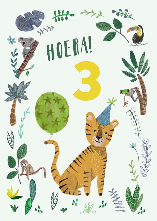 Verjaardagskaarten - Verjaardagskaart tijger jungle