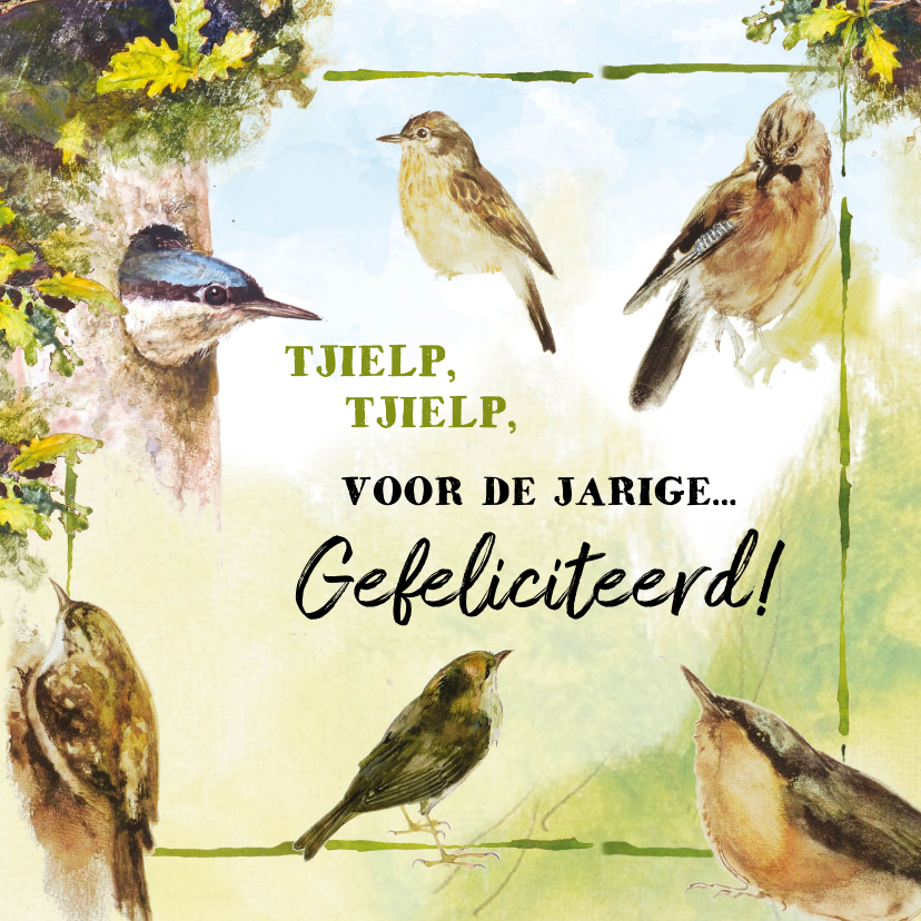 Verjaardagskaarten - Verjaardagskaart tjielpende vogels