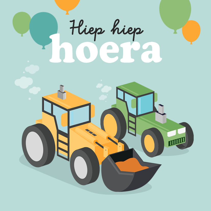 Verjaardagskaart tractors stoer hip ballonnen gefeliciteerd - Verjaardagskaarten Verjaardagskaarten - Verjaardagskaart tractors stoer hip ballonnen gefeliciteerd