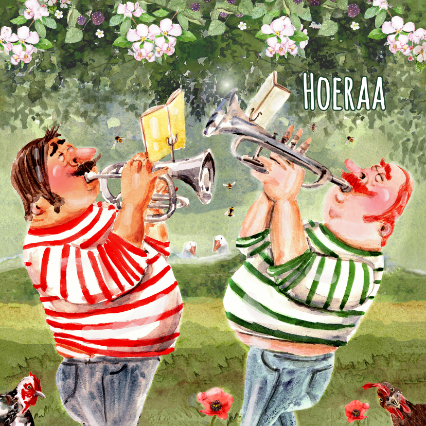 Verjaardagskaart Trompet serenade - Verjaardagskaarten Verjaardagskaarten - Verjaardagskaart Trompet serenade