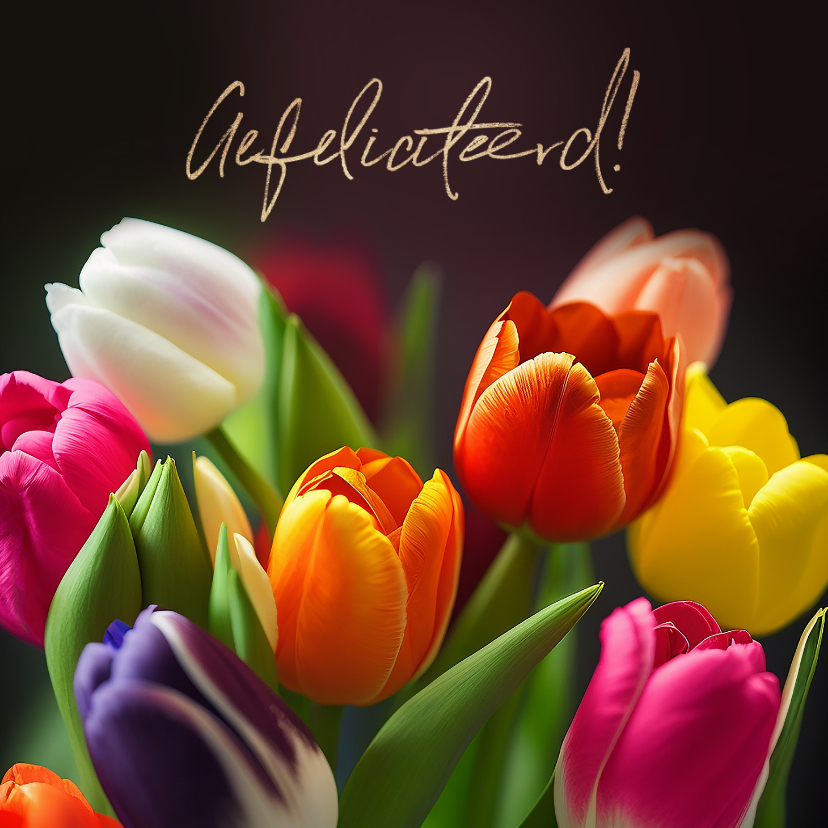 Verjaardagskaarten - Verjaardagskaart tulpen bloemen kleurrijk gefeliciteerd