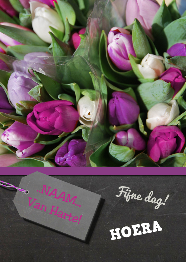 Verjaardagskaarten - Verjaardagskaart tulpen paars