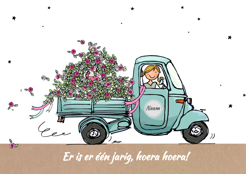 Verjaardagskaart Vespa Ape vr - Verjaardagskaarten Verjaardagskaarten - Verjaardagskaart Vespa Ape vr