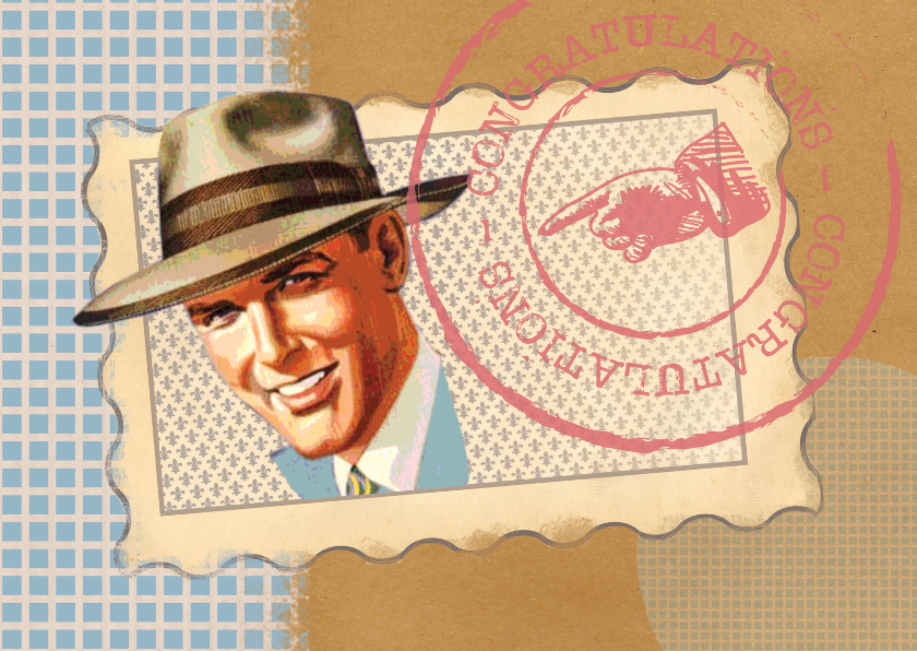 Verjaardagskaart - Vintage Man Blauw - Verjaardagskaarten Verjaardagskaarten - Verjaardagskaart - Vintage Man Blauw