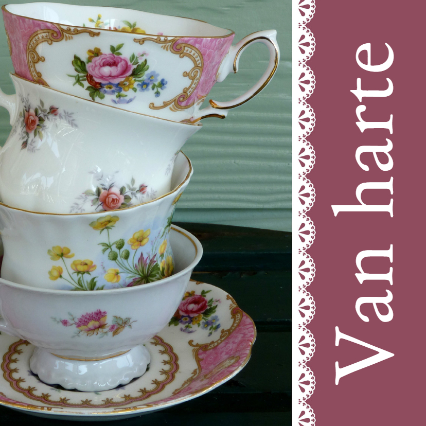 Verjaardagskaart vintage servies 80 jaar - Verjaardagskaarten Verjaardagskaarten - Verjaardagskaart vintage servies 80 jaar