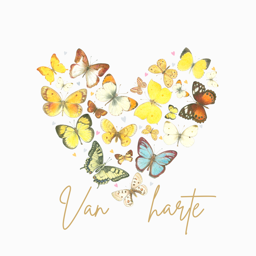 Verjaardagskaarten - Verjaardagskaart - Vlinders in hart vorm