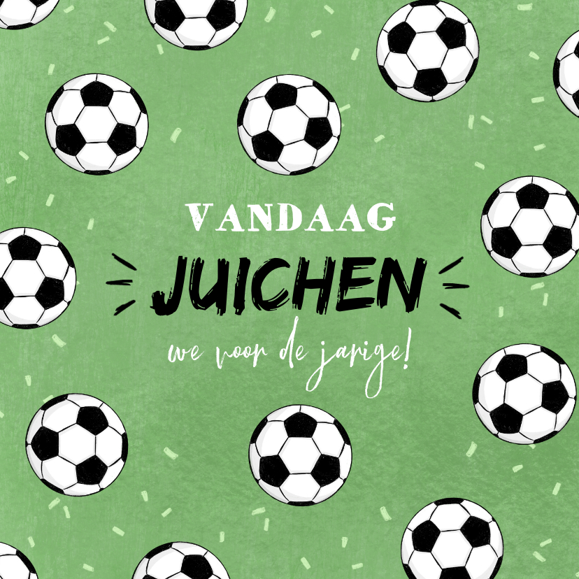 Verjaardagskaart Voetbal Juichen Confetti Groen | Kaartje2Go