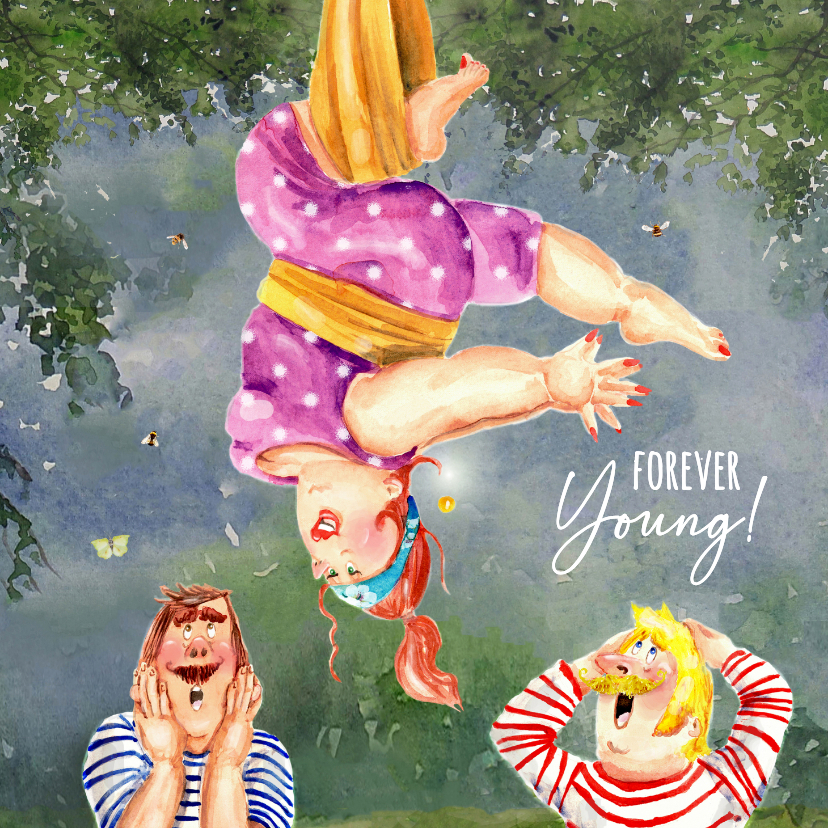 Verjaardagskaarten - Verjaardagskaart vrouw fitness in het bos