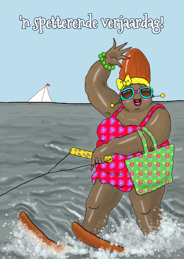 Verjaardagskaart Waterskiën - Verjaardagskaarten Verjaardagskaarten - Verjaardagskaart Waterskiën