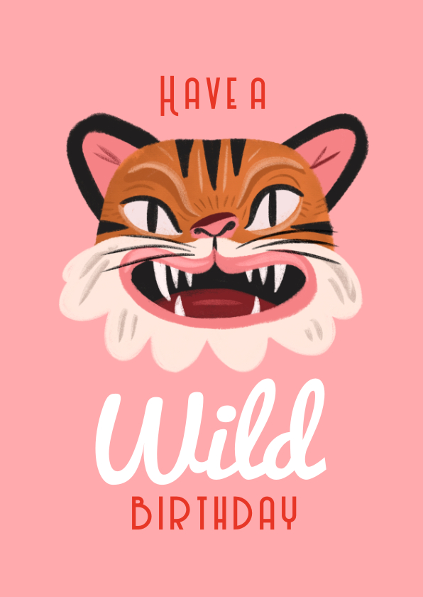 Verjaardagskaarten - Verjaardagskaart wild birthday tijger