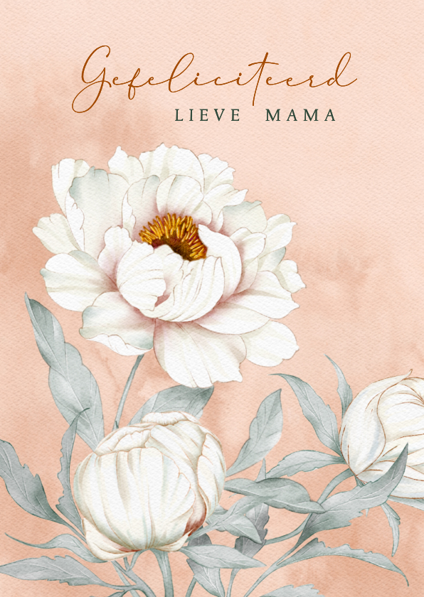 Verjaardagskaarten - Verjaardagskaart witte pioenrozen