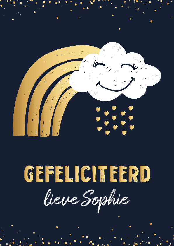 Verjaardagskaart wolk goud - Verjaardagskaarten Verjaardagskaarten - Verjaardagskaart wolk goud