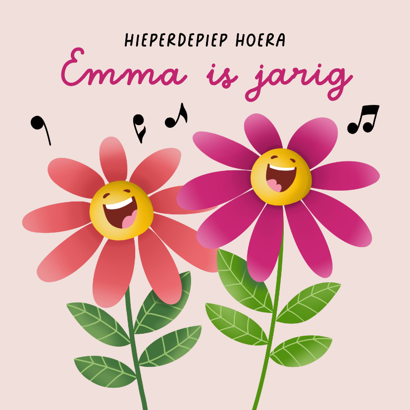 Verjaardagskaarten - Verjaardagskaart - Zingende bloemen