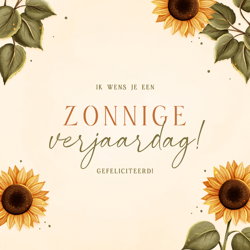 Verjaardagskaart zonnige verjaardag met zonnebloemen - Verjaardagskaarten Verjaardagskaarten - Verjaardagskaart zonnige verjaardag met zonnebloemen