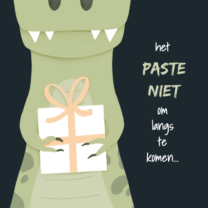 Verjaardagskaarten - Verjaardagskaartje humor dinosaurus het paste niet 