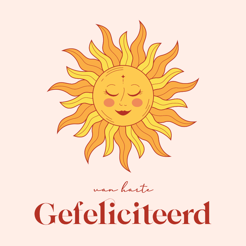 Verjaardagskaartje met gele zon met gezichtje - Verjaardagskaarten Verjaardagskaarten - Verjaardagskaartje met gele zon met gezichtje
