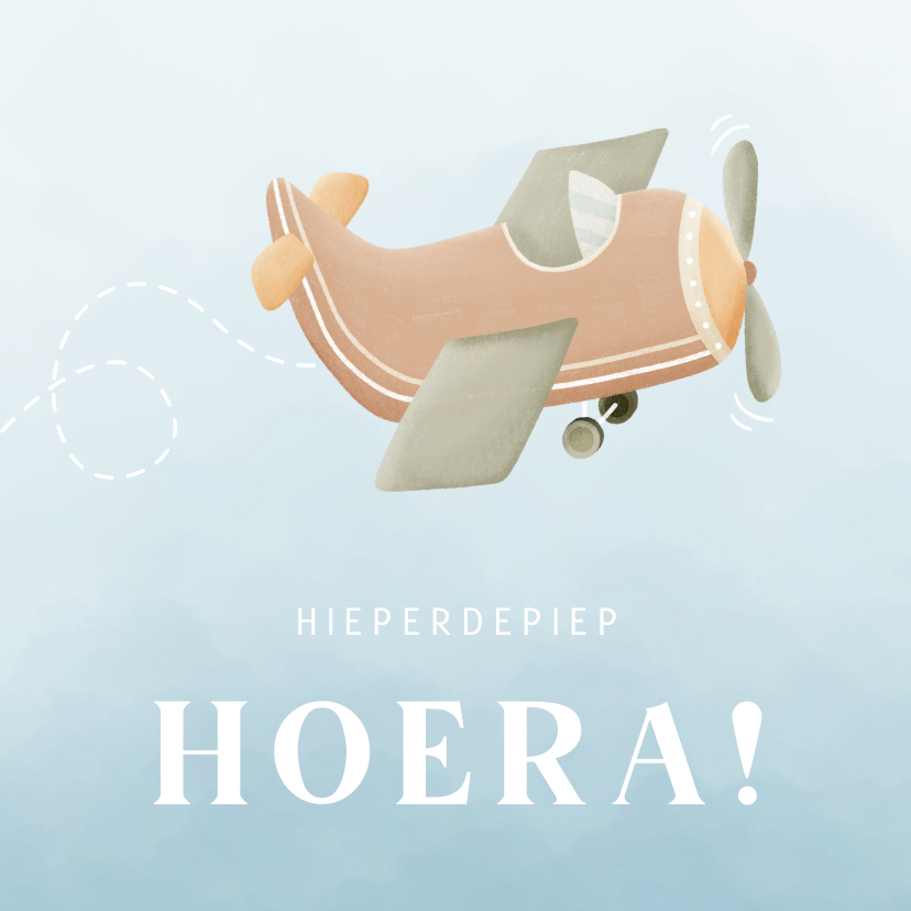 Verjaardagskaartje met vliegtuigje in naturelkleuren - Verjaardagskaarten Verjaardagskaarten - Verjaardagskaartje met vliegtuigje in naturelkleuren