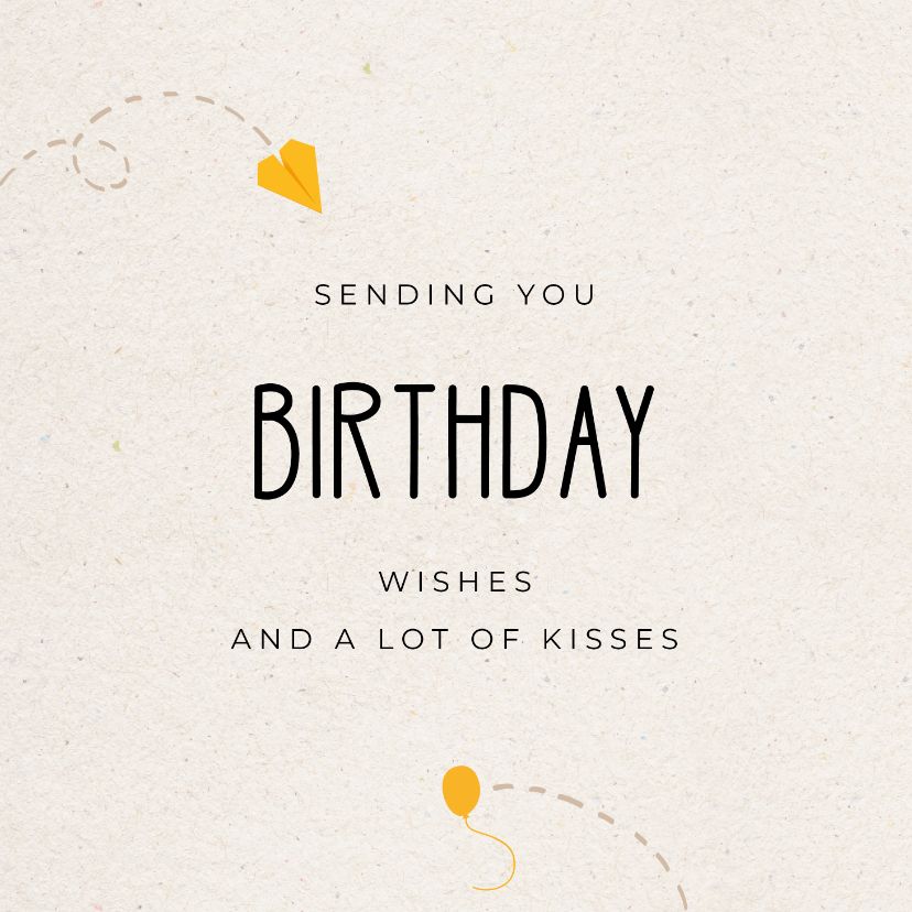 Verjaardagskaarten - Verjaardagskaartje 'sending you birthday kisses'