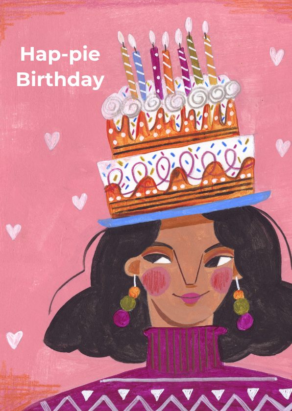 Verjaardagskaarten - Verjaardagstaart vrouw met taart