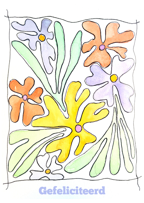 Verjaarsdagkaart met bloemen - Verjaardagskaarten Verjaardagskaarten - Verjaarsdagkaart met bloemen