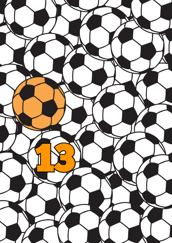 Voetballen met oranje bal - Verjaardagskaarten Verjaardagskaarten - Voetballen met oranje bal