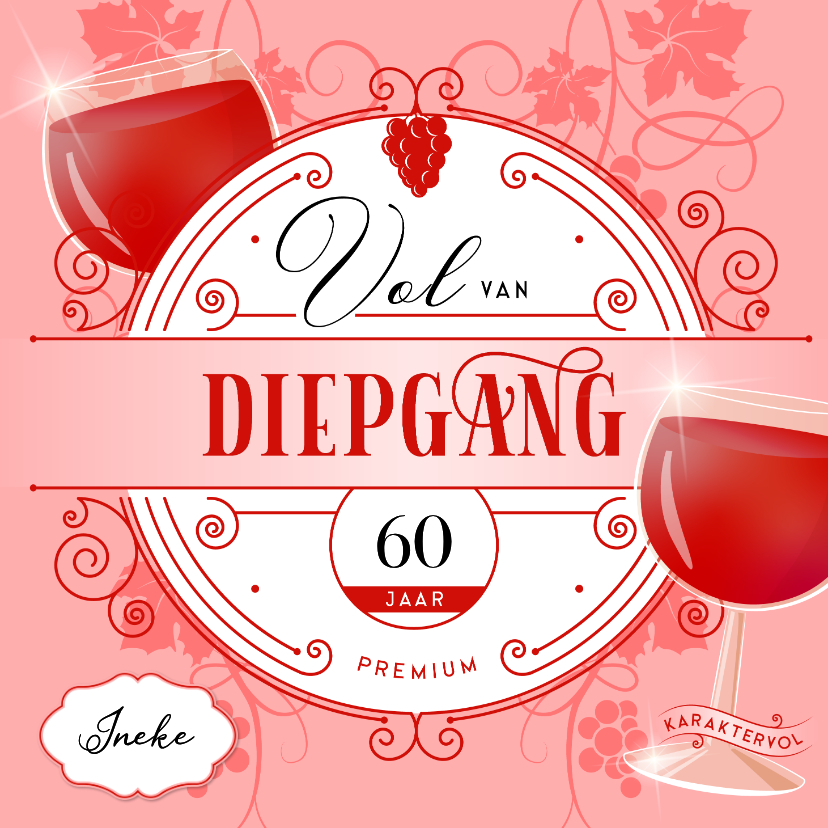 Verjaardagskaarten - Vol van diepgang verjaardag wijnlabel aanpasbare leeftijd