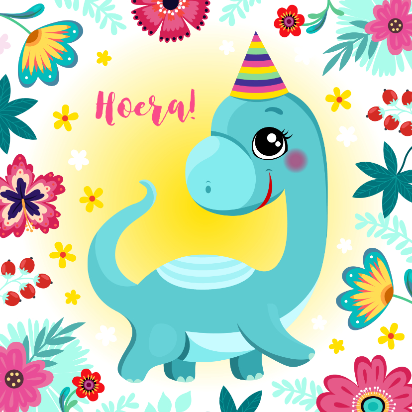 Verjaardagskaarten - Vrolijke dinosaurus verjaardagskaart