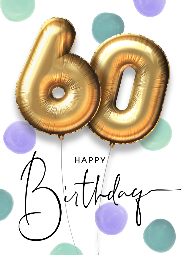 Verjaardagskaarten - Vrolijke felicitatie verjaardagskaart ballon 60 jaar