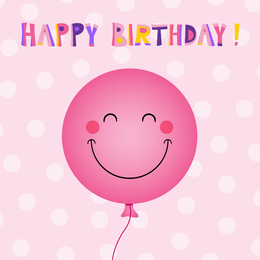 Verjaardagskaarten - Vrolijke roze ballon verjaardagskaart
