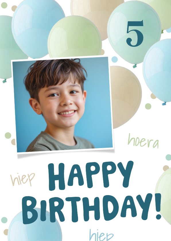 Vrolijke verjaardagskaart met ballonnen pastel groen foto - Verjaardagskaarten Verjaardagskaarten - Vrolijke verjaardagskaart met ballonnen pastel groen foto