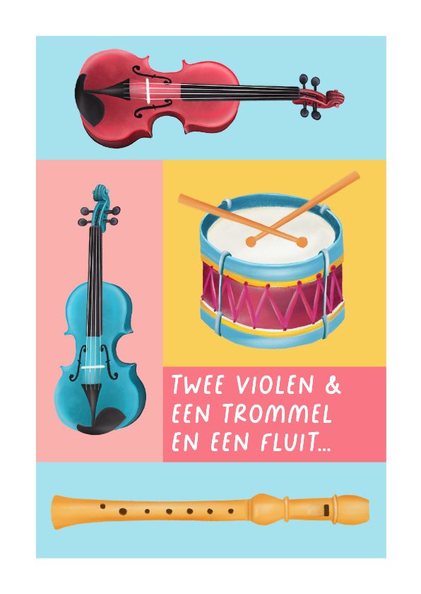 Verjaardagskaarten - Vrolijke verjaardagskaart met instrumenten
