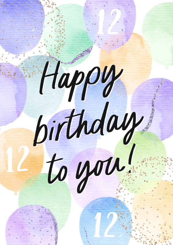 Verjaardagskaarten - Vrolijke verjaardagskaart met kleurrijke ballonnen