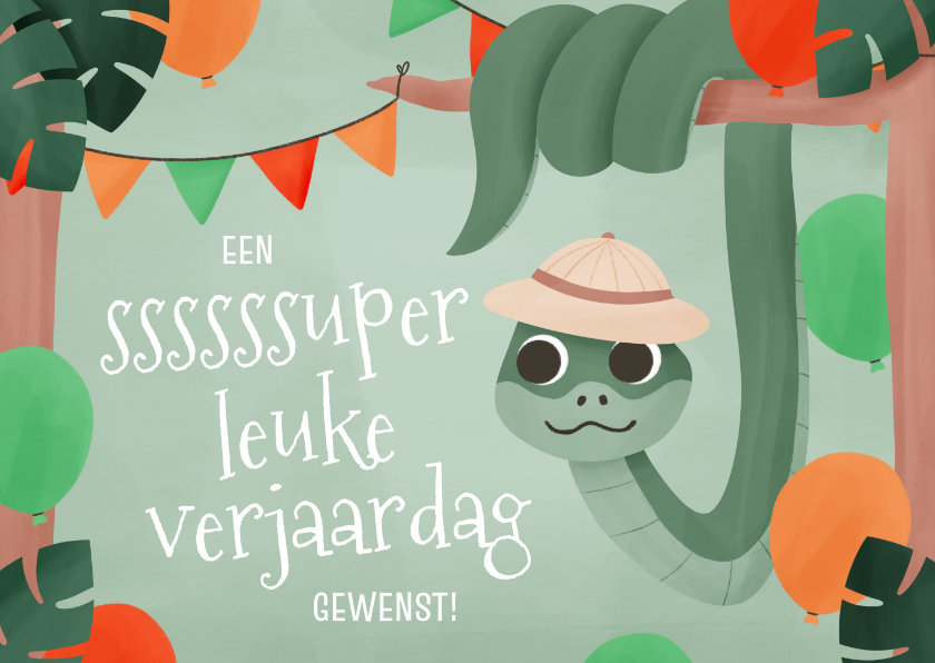Vrolijke verjaardagskaart superleuke verjaardag slang ballon - Verjaardagskaarten Verjaardagskaarten - Vrolijke verjaardagskaart superleuke verjaardag slang ballon