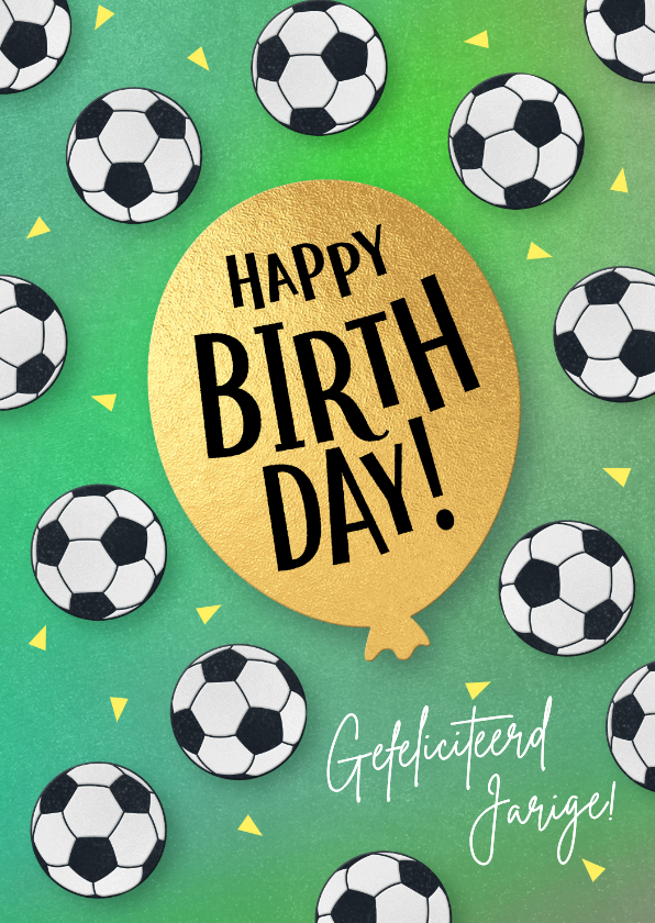 Vrolijke voetbal verjaardag kaart jongen meisje - Verjaardagskaarten Verjaardagskaarten - Vrolijke voetbal verjaardag kaart jongen meisje