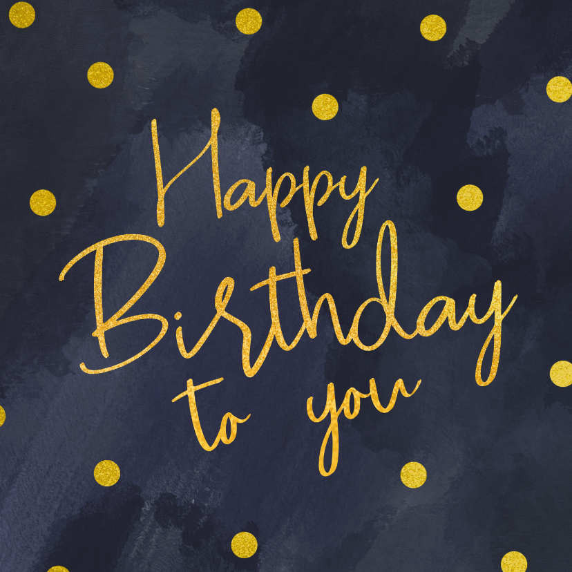 Verjaardagskaarten - Zwarte verjaardagskaart met gouden glitter confetti