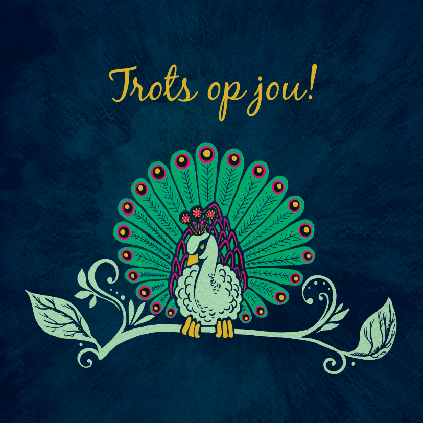 geweldig gedaan kaartje met pauw - Vriendschap kaarten Vriendschap kaarten - geweldig gedaan kaartje met pauw