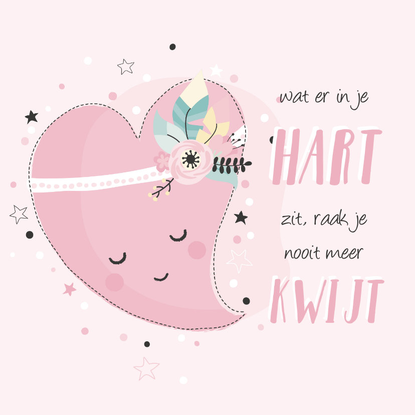Fonkelnieuw Lieve roze kaart met getekend hart voor een | Kaartje2go KV-76