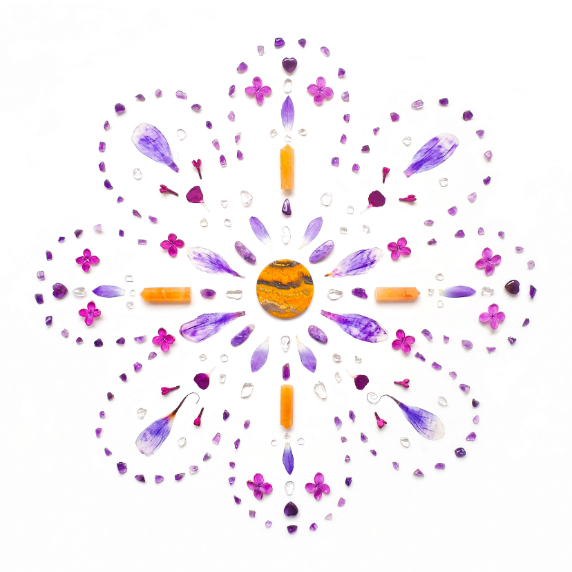 Vriendschapskaart mandala met jaspis amethist en bloemen - Vriendschap kaarten Vriendschap kaarten - Vriendschapskaart mandala met jaspis amethist en bloemen