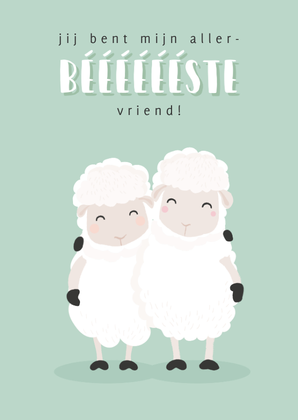 Vriendschapskaart met grappige illustratie van 2 schapen. - Vriendschap kaarten Vriendschap kaarten - Vriendschapskaart met grappige illustratie van 2 schapen.