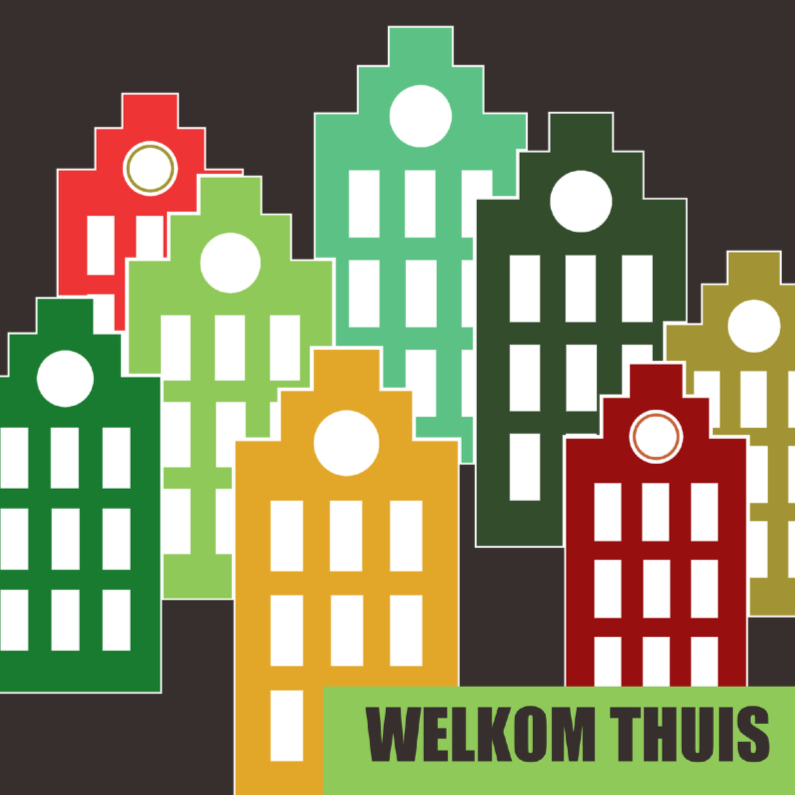 Kleurrijke huizen - Welkom thuis kaarten Welkom thuis kaarten - Kleurrijke huizen