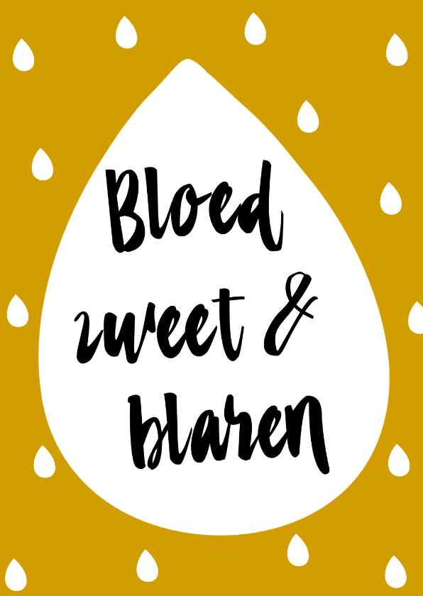 Wenskaarten - 4 daagse kaart Bloed, zweet & blaren, aanpasbare kleur