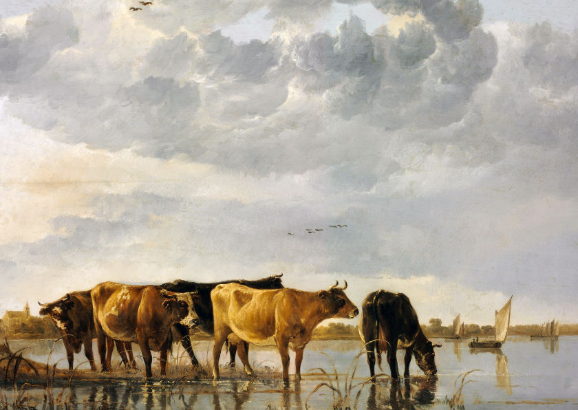 Wenskaarten - Albert Cuyp. Koeien in een rivier