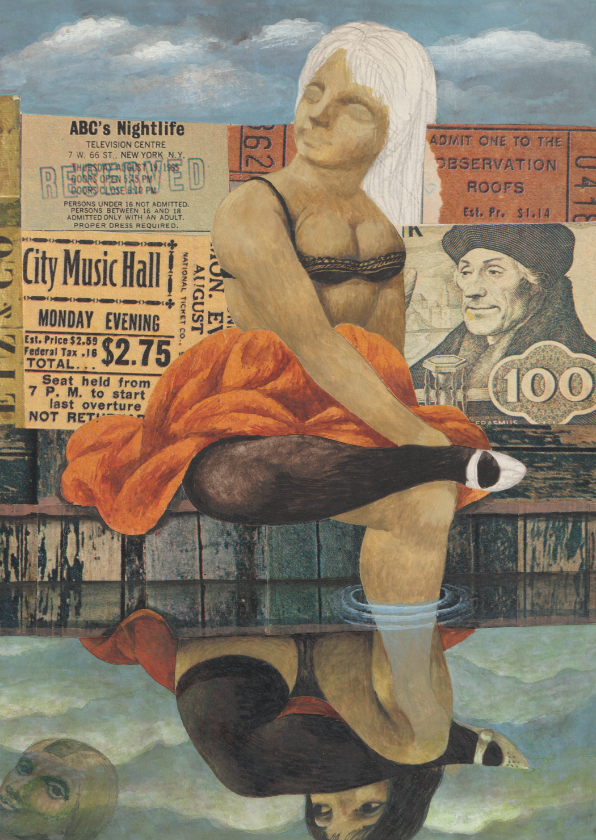 Bijzondere kunstkaart van een vrouw met weerspiegeling - Wenskaarten Wenskaarten - Bijzondere kunstkaart van een vrouw met weerspiegeling