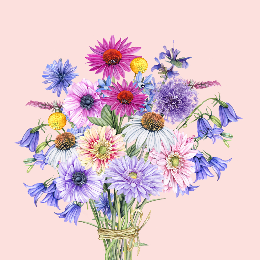 Wenskaarten - Bloemen kleurrijk boeket