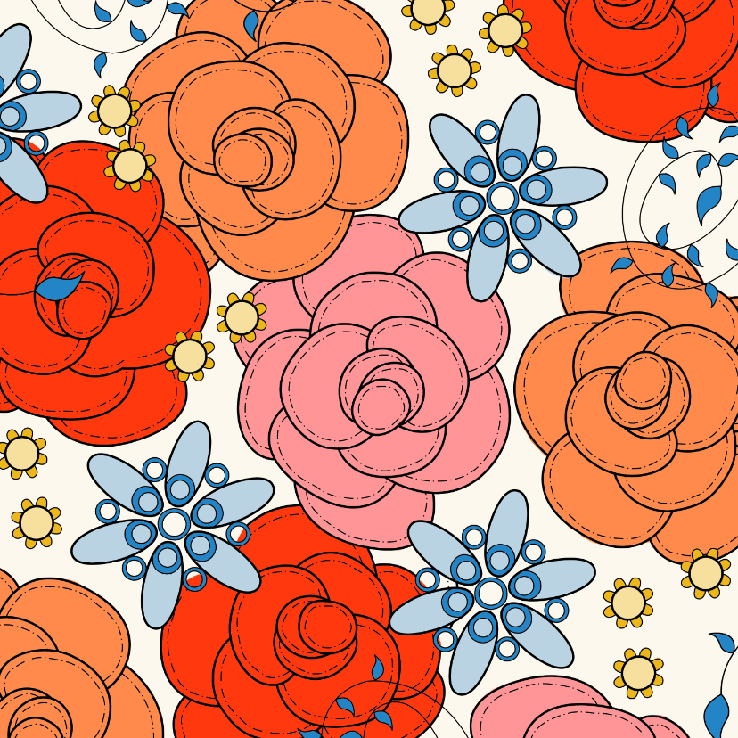 Bloemenkaart - Rozen met kleurplaat - Wenskaarten Wenskaarten - Bloemenkaart - Rozen met kleurplaat
