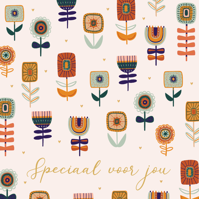 Bloemenkaart speciaal voor jou kleurrijk modern illustratie - Wenskaarten Wenskaarten - Bloemenkaart speciaal voor jou kleurrijk modern illustratie