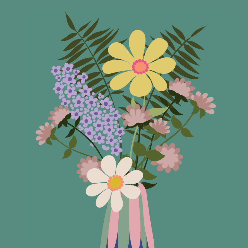 Wenskaarten - Bloemenkaart - Vaas met bloemen
